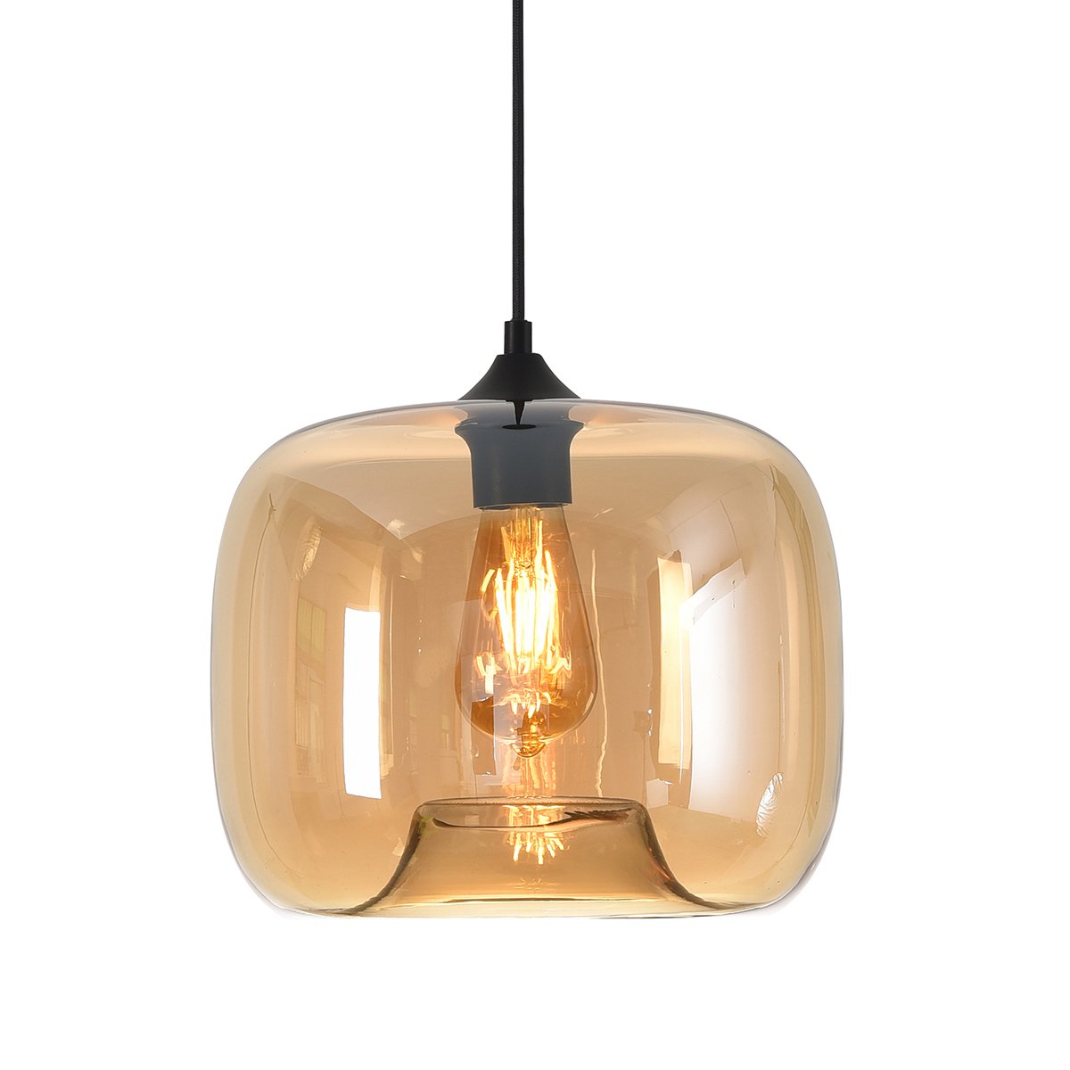 Ook Partina City Verrijking Plafondlamp rond amber glas Erula - Ø 28 cm | Manves.nl