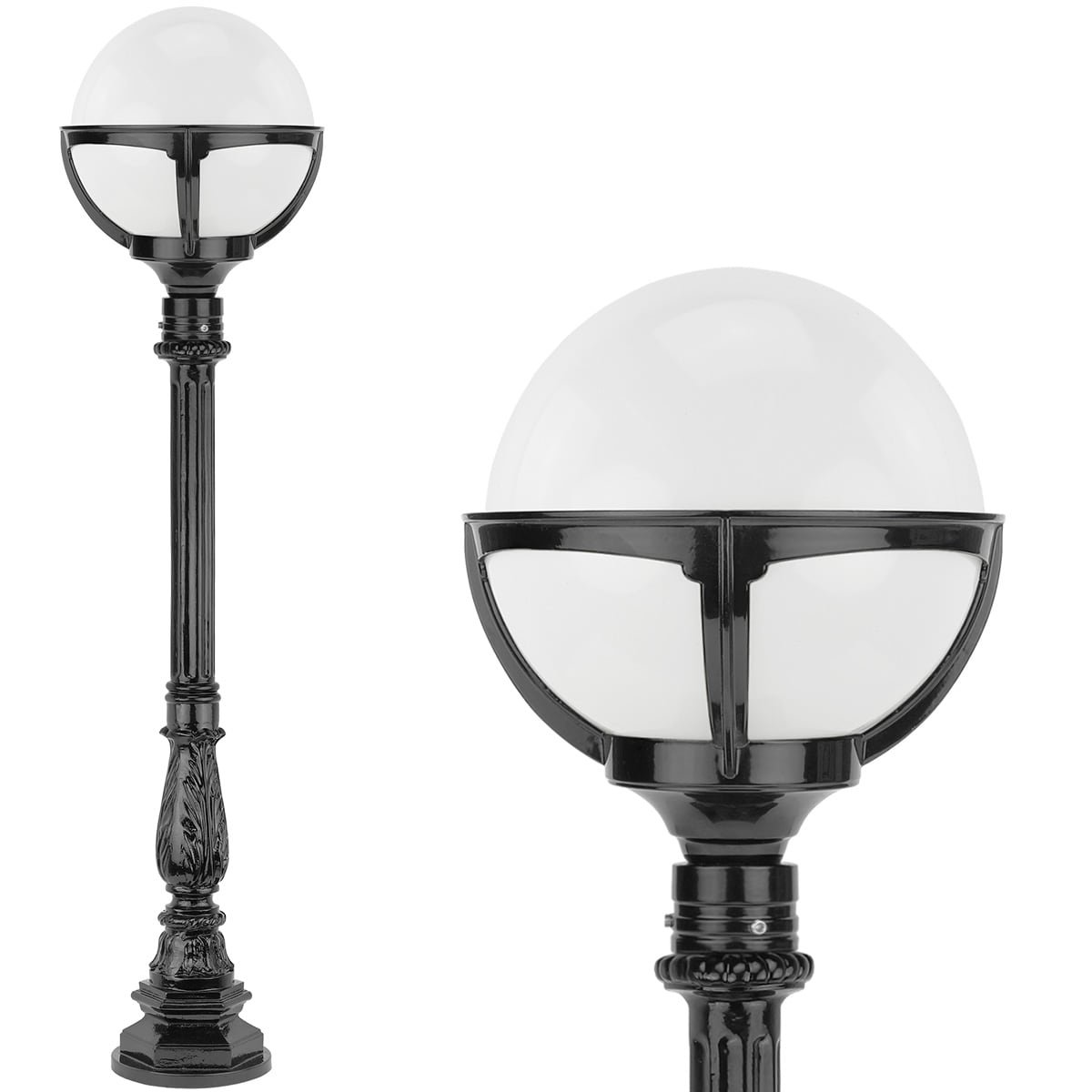 Bollamp paal wit glas - 120 cm | Manves.nl